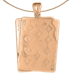 10K, 14K or 18K Gold Playing Cards, 21, Ace And Queen Pendant