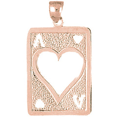 10K, 14K or 18K Gold Playing Cards, Ace Of Hearts Pendant