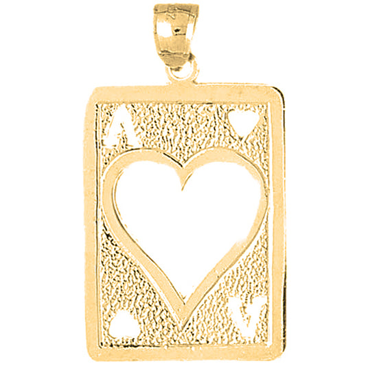 10K, 14K or 18K Gold Playing Cards, Ace Of Hearts Pendant