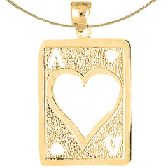 10K, 14K or 18K Gold Playing Cards, Ace Of Hearts Pendant