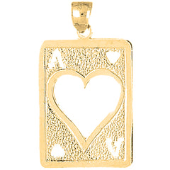 10K, 14K or 18K Gold Playing Cards, Ace Of Hearts Pendant