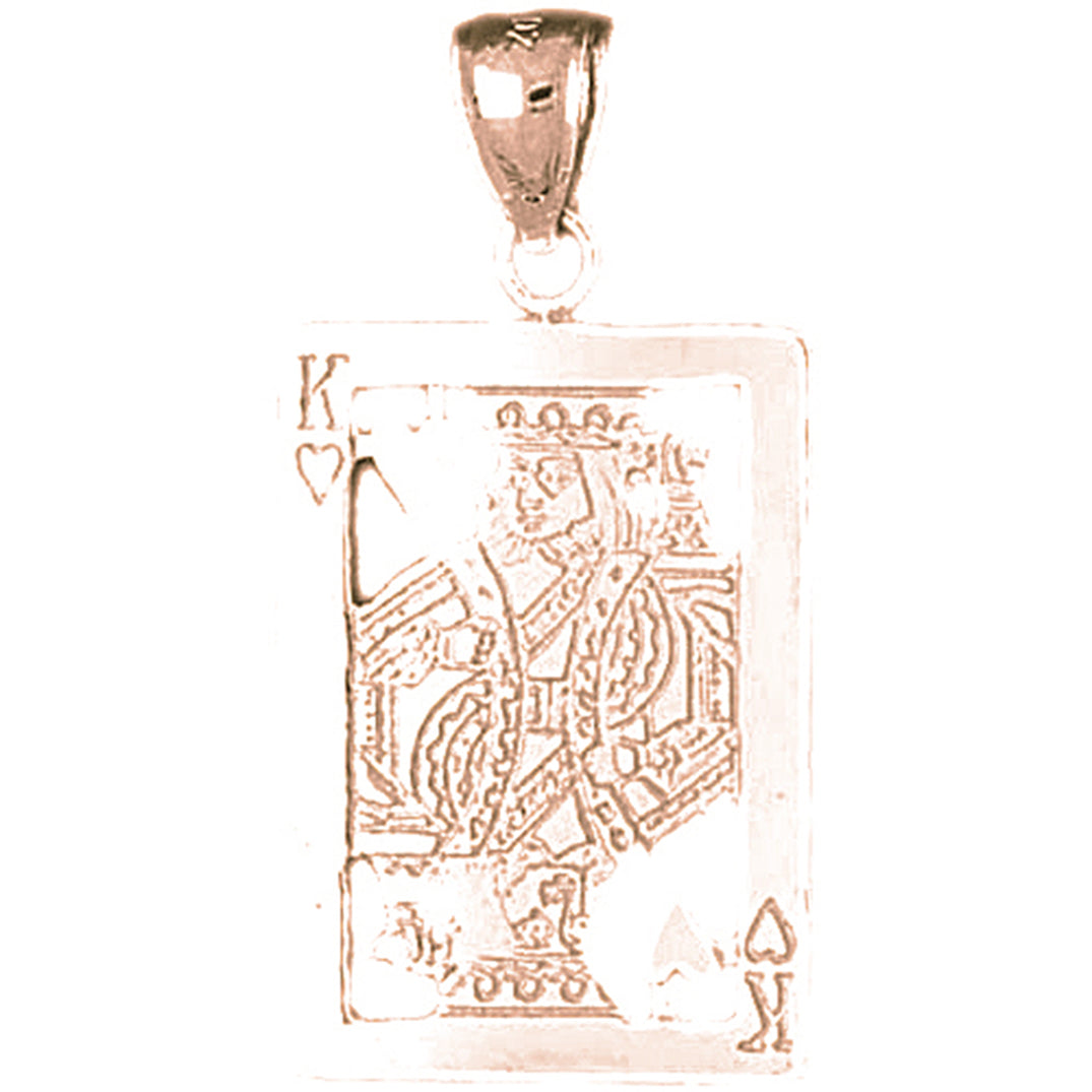 10K, 14K or 18K Gold Playing Cards, King Of Hearts Pendant