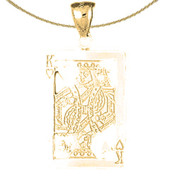 Naipes de oro de 10K, 14K o 18K, colgante Rey de Corazones