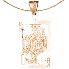 Naipes de oro de 10K, 14K o 18K, colgante Rey de Corazones