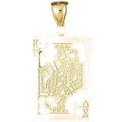 10K, 14K or 18K Gold Playing Cards, King Of Hearts Pendant
