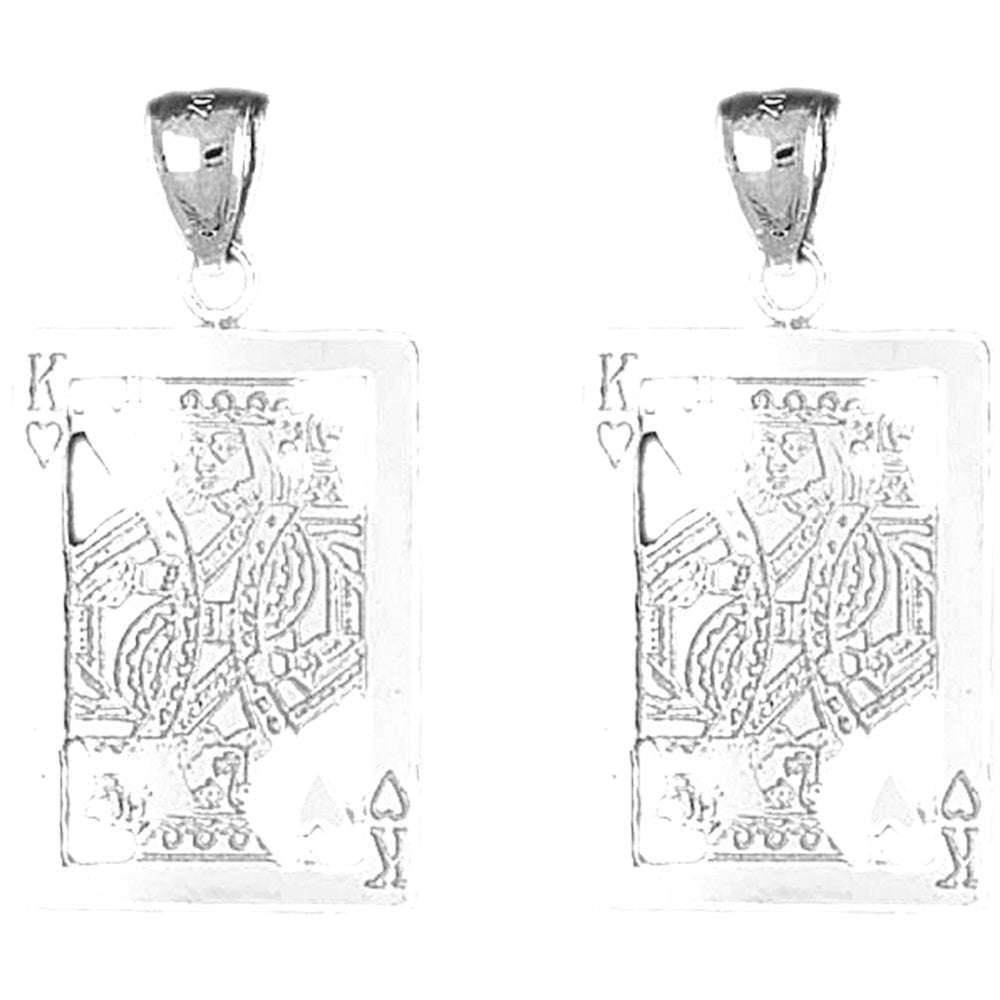 Sterling Silver 34mm Playing Cards, King Of Hearts Earrings
