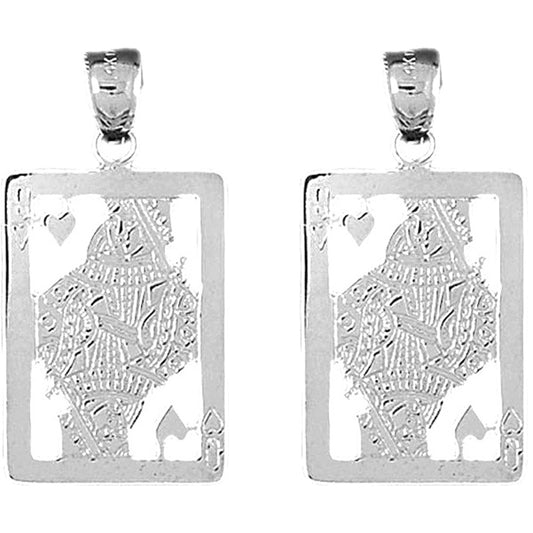 Sterling Silver 34mm Playing Cards, Queen Of Hearts Earrings