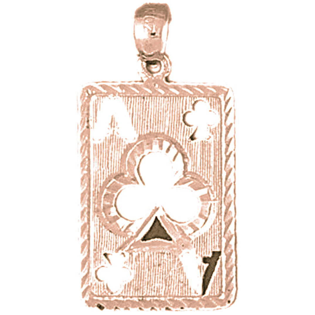 14K or 18K Gold Playing Cards, Ace Of Clubs Pendant
