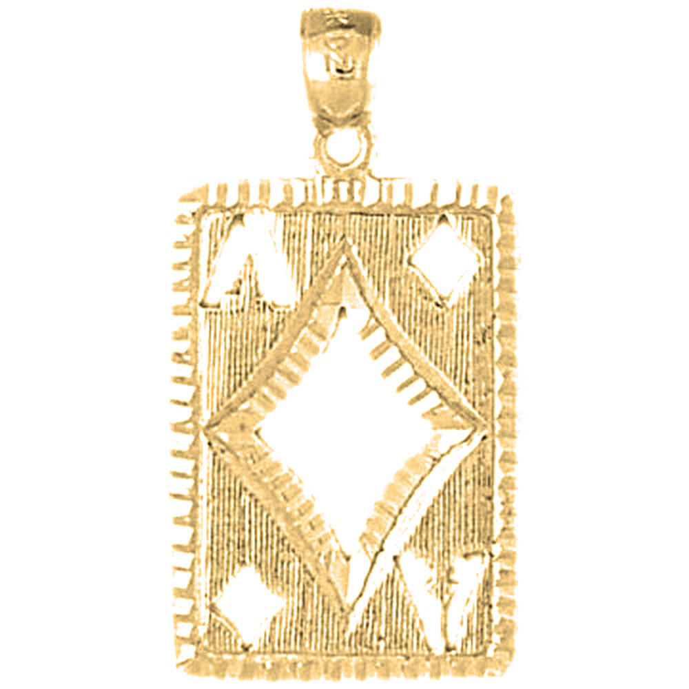 14K or 18K Gold Playing Cards, Ace Of Diamonds Pendant