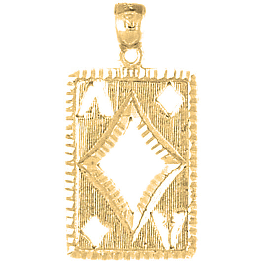 14K or 18K Gold Playing Cards, Ace Of Diamonds Pendant