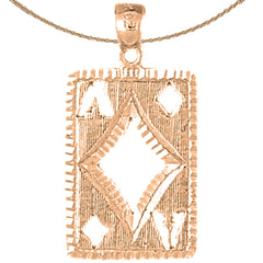 Spielkarten aus 14 Karat oder 18 Karat Gold, Anhänger Karo-Ass