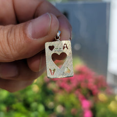 10K, 14K or 18K Gold Playing Cards, Ace Of Hearts Pendant