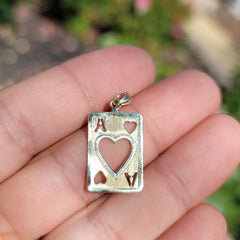 10K, 14K or 18K Gold Playing Cards, Ace Of Hearts Pendant