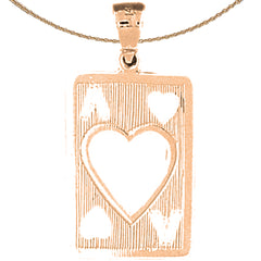 10K, 14K or 18K Gold Playing Cards, Ace Of Hearts Pendant