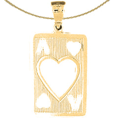 10K, 14K or 18K Gold Playing Cards, Ace Of Hearts Pendant
