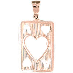 10K, 14K or 18K Gold Playing Cards, Ace Of Hearts Pendant