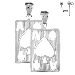 Naipes de oro de 14K o 18K de 29 mm, pendientes de as de espadas