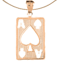 Naipes de oro de 14K o 18K, colgante As de espadas