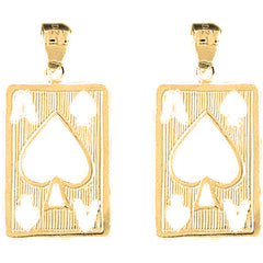 Yellow Gold-plated Silver 29mm Playing Cards, Ace Of Spades Earrings
