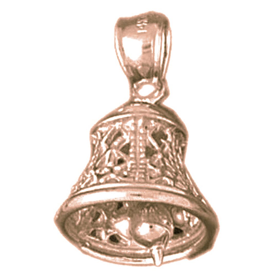 10K, 14K or 18K Gold 3D Bell Pendant