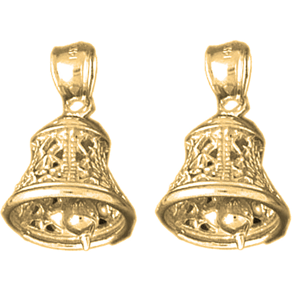 14K or 18K Gold 22mm 3D Bell Earrings