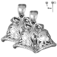 20 mm große Weihnachtsglocken-Ohrringe aus Sterlingsilber (weiß- oder gelbvergoldet)
