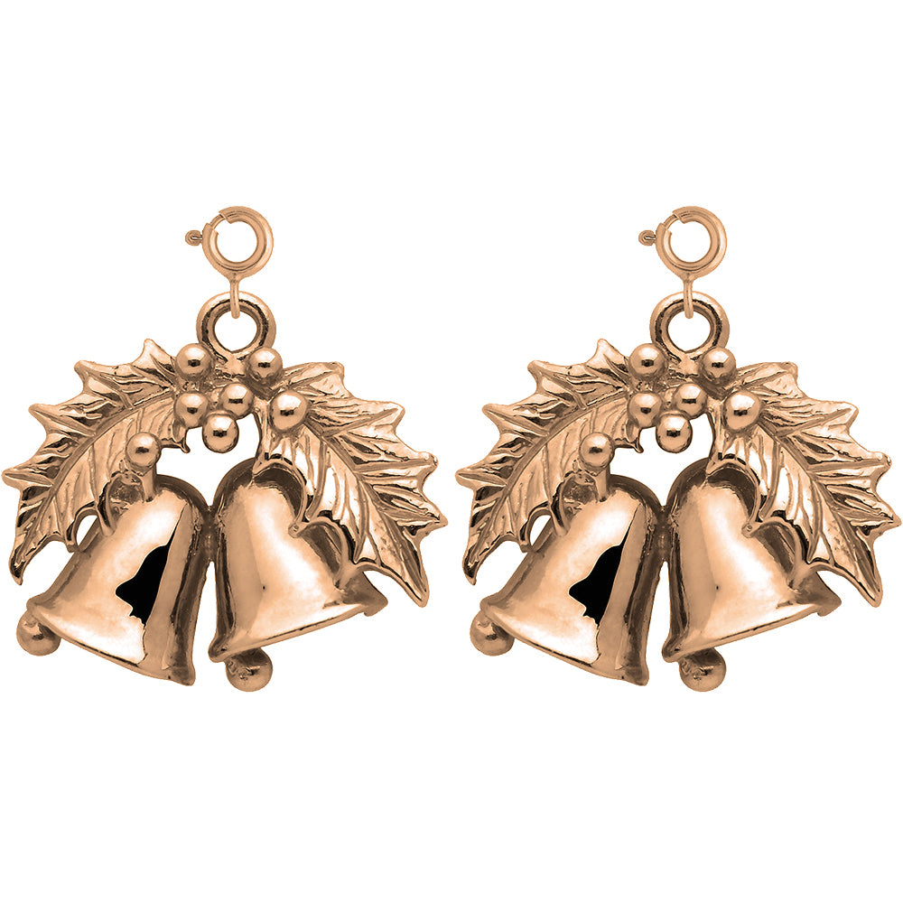 14K or 18K Gold 20mm Christmas Bells Earrings