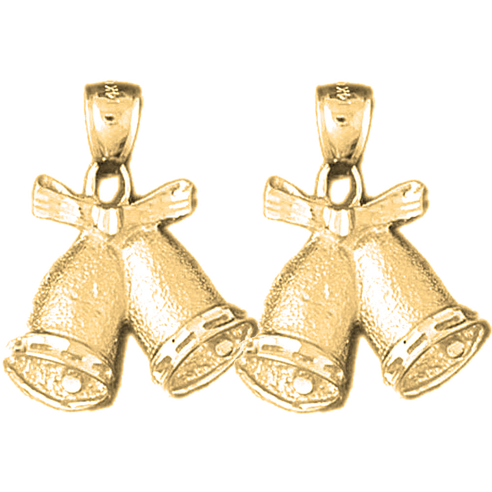 Yellow Gold-plated Silver 26mm Christmas Bells Earrings