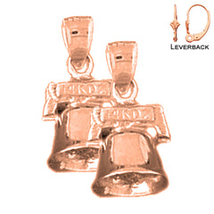 14K or 18K Gold 3D Christmas Bell Earrings