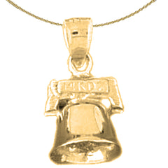 10K, 14K or 18K Gold 3D Christmas Bell Pendant