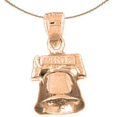 10K, 14K or 18K Gold 3D Christmas Bell Pendant