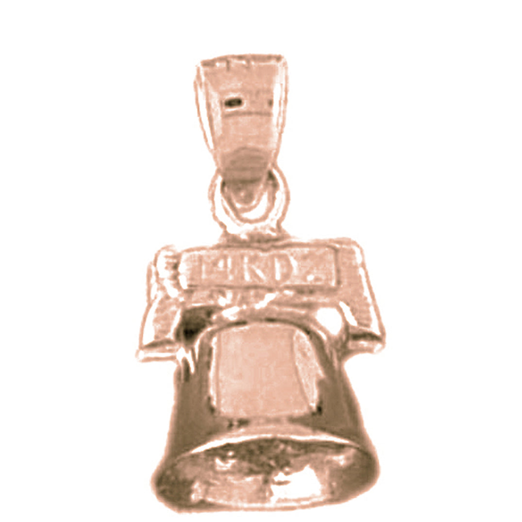 10K, 14K or 18K Gold 3D Christmas Bell Pendant
