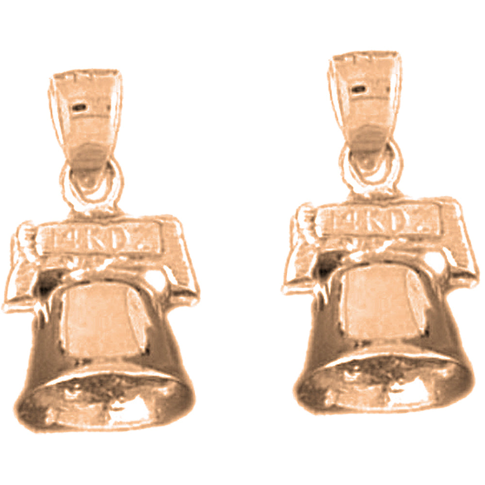14K or 18K Gold 19mm 3D Christmas Bell Earrings