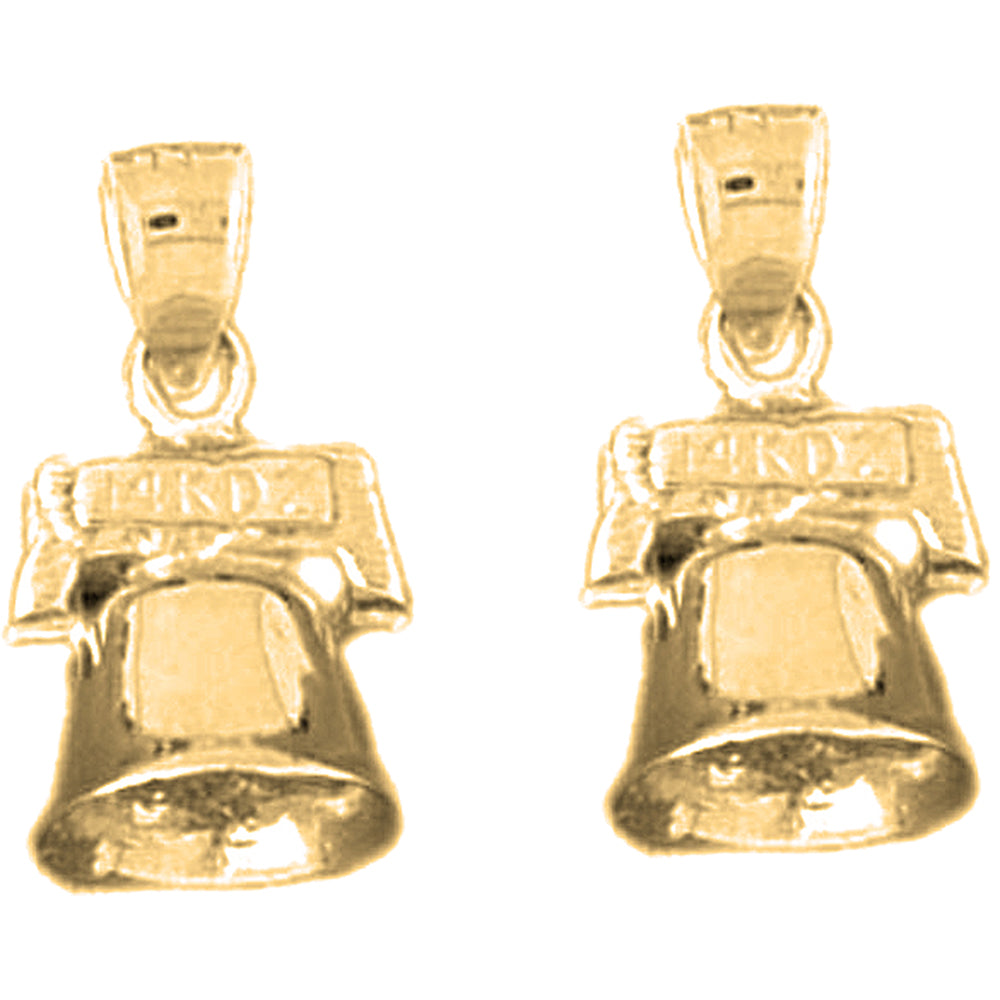 14K or 18K Gold 19mm 3D Christmas Bell Earrings