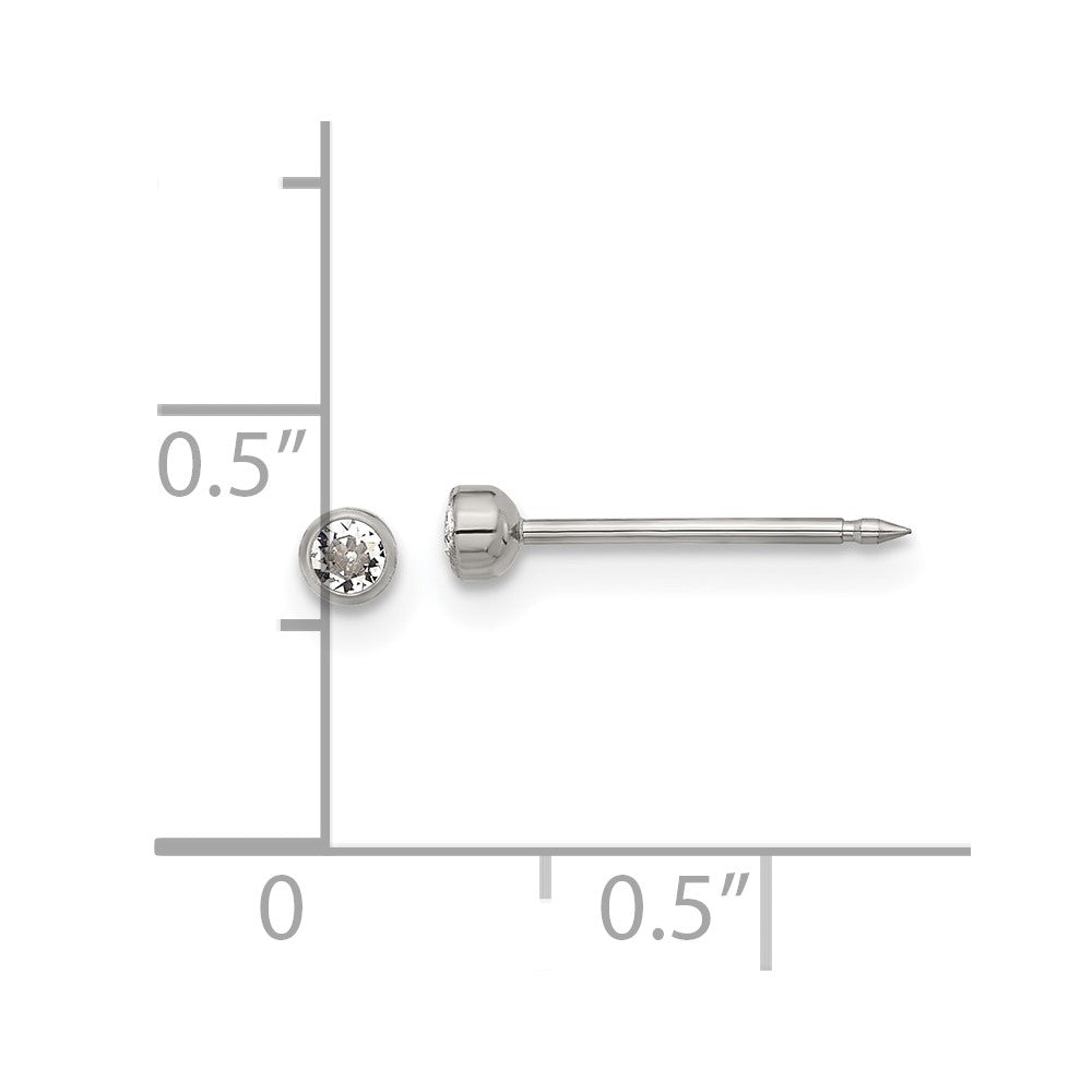 Inverness Titanium 3mm Swarovski Crystal Post Earrings