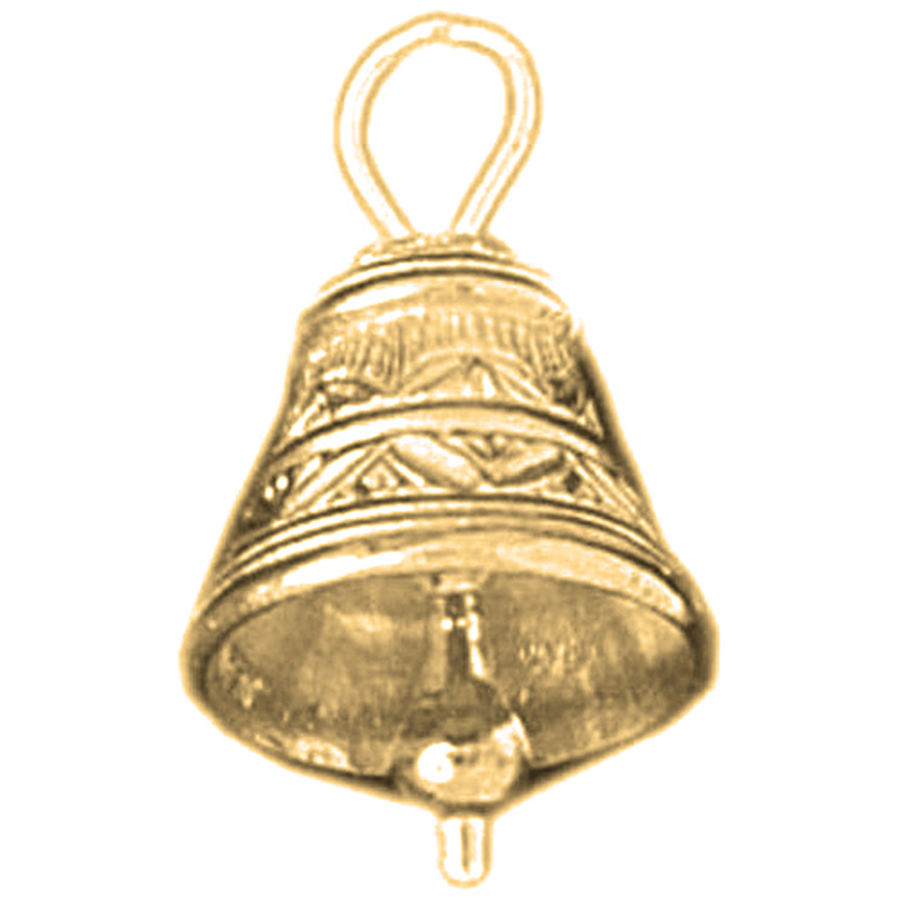 10K, 14K or 18K Gold 3D Christmas Bell Pendant