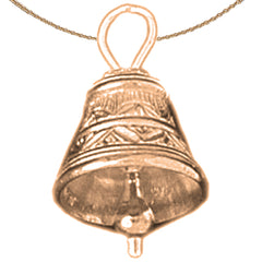10K, 14K or 18K Gold 3D Christmas Bell Pendant