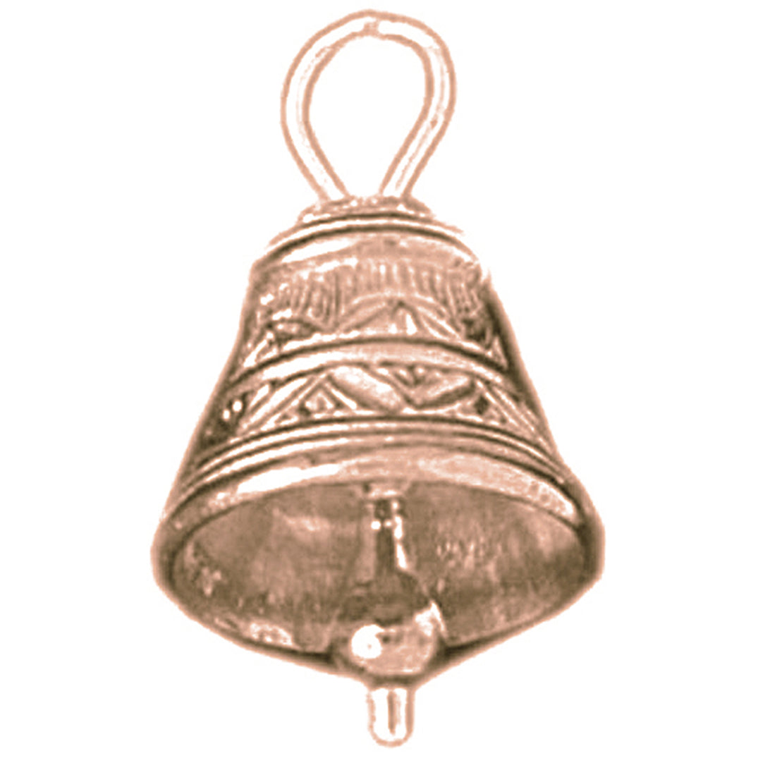 10K, 14K or 18K Gold 3D Christmas Bell Pendant