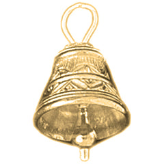 10K, 14K or 18K Gold 3D Christmas Bell Pendant