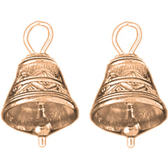 14K or 18K Gold 20mm 3D Christmas Bell Earrings