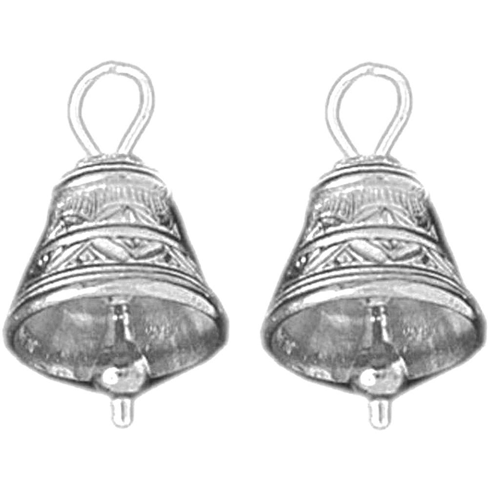 14K or 18K Gold 20mm 3D Christmas Bell Earrings
