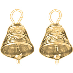 14K or 18K Gold 20mm 3D Christmas Bell Earrings