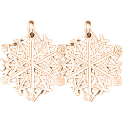 14K or 18K Gold 24mm Snow Flake Earrings
