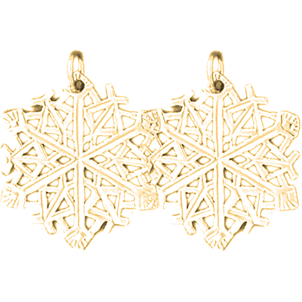 14K or 18K Gold 24mm Snow Flake Earrings