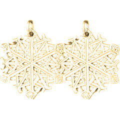 14K or 18K Gold 24mm Snow Flake Earrings