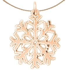 Colgante de copos de nieve de oro de 14 quilates o 18 quilates