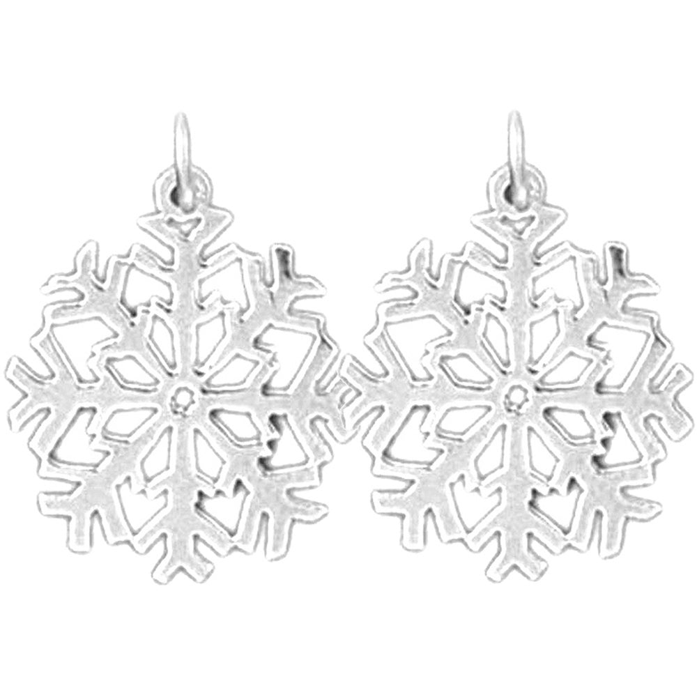 Sterling Silver 21mm Snow Flake Earrings