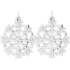 Sterling Silver 21mm Snow Flake Earrings