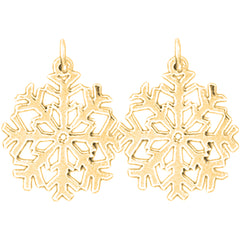 14K or 18K Gold 21mm Snow Flake Earrings