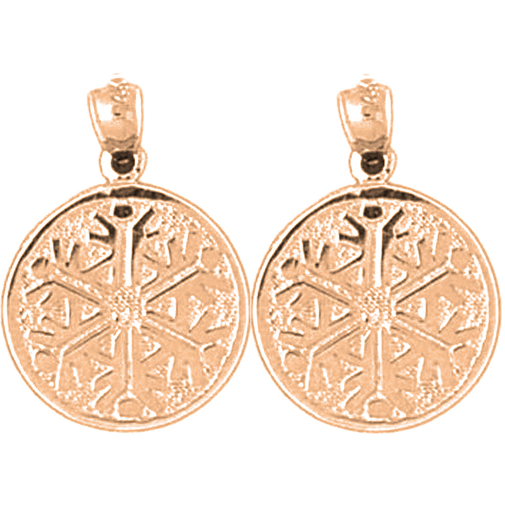 14K or 18K Gold 21mm Snow Flake Earrings